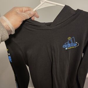 adidas Black Long Sleeve Tee with Blue and Yellow Logo